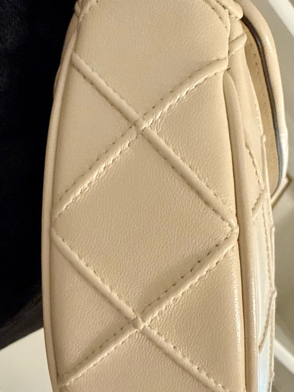 Tory Burch Cream Mini Fleming Crescent Bag with Gold Chain - Picture 11 of 17